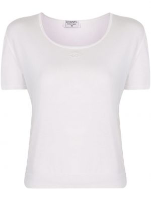 Camiseta con bordado Chanel Pre-owned blanco