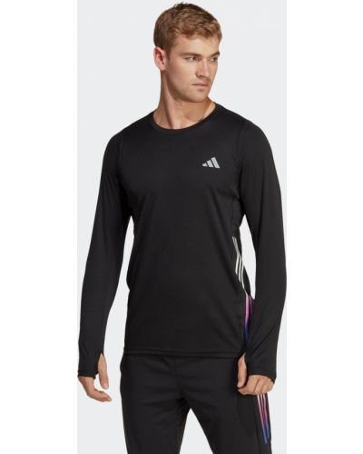 Pruhované slim fit priliehavé tričko Adidas Performance čierna