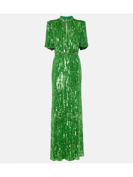 Robe longue à paillettes Jenny Packham vert