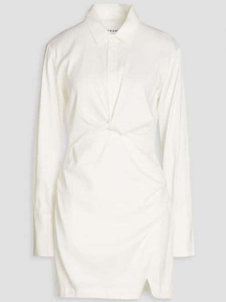 Платье-рубашка мини из твила с закручивающейся передней частью Frame, Off-white