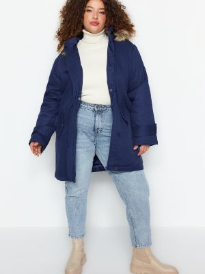 Kabát s kapucňou Trendyol modrá