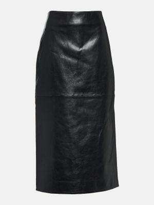 Кожаная юбка с высокой талией Dodo Bar Or черная