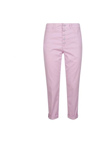 Spodnie z lyocellu Dondup różowe