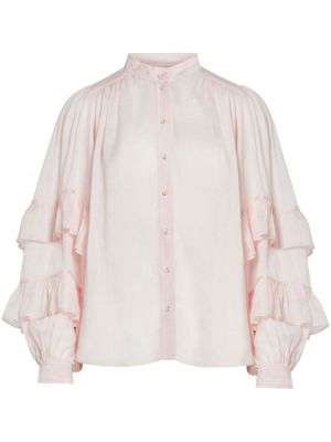 Svilena lanena bluza Aje ružičasta