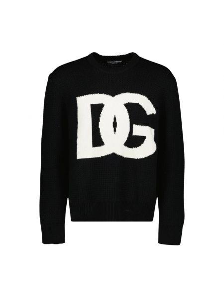 Czarny sweter z okrągłym dekoltem Dolce And Gabbana