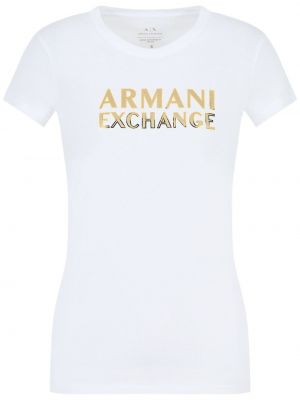 Tricou din bumbac cu imagine Armani Exchange alb