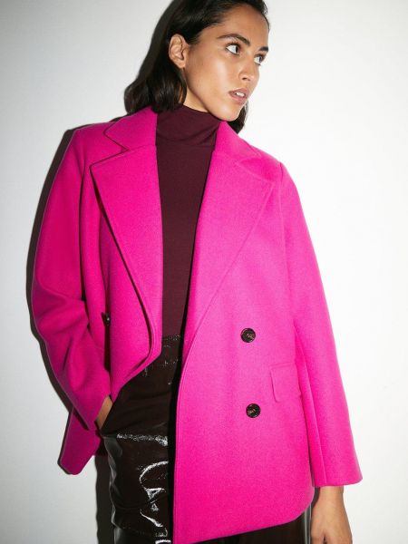 Шерстяной пиджак оверсайз Warehouse розовый