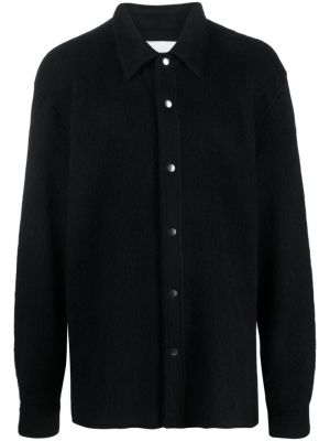 Μάλλινο πουκάμισο από μαλλί αλπάκα Jil Sander μαύρο