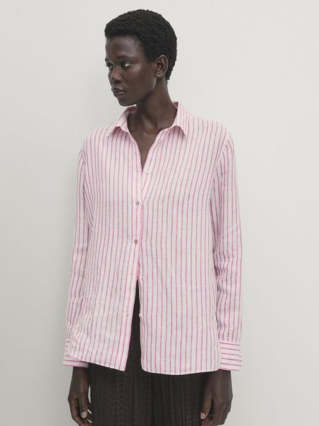 Блузка-рубашка STRIPED Massimo Dutti, pink