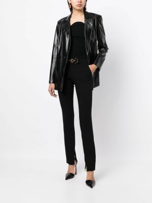 Spodnie wełniane skinny fit na sprzączkę Gucci czarne