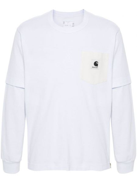 T-krekls ar garām piedurknēm Sacai balts