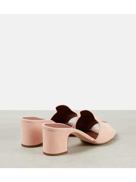 Papuci tip mules din piele de căprioară Loro Piana roz