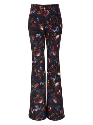 Květinové bavlněné kalhoty s potiskem Adam Lippes černé