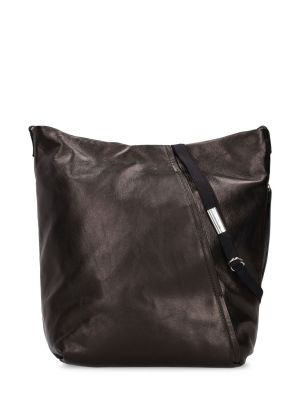 Kožená taška přes rameno s kapsami Ann Demeulemeester černá
