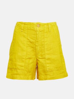 Lanene kratke hlače od samta Velvet žuta