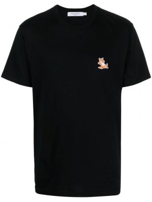T-shirt en coton avec applique Maison Kitsuné noir