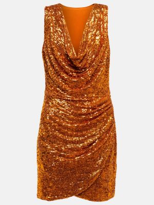 Sukienka z cekinami drapowana Rasario pomarańczowa