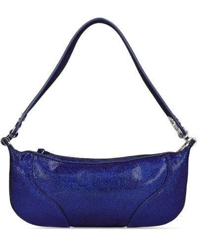 Puntíkatá kožená kabelka By Far modrá