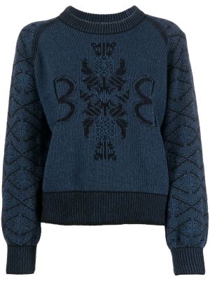 Кашмирен пуловер с кръгло деколте Barrie синьо