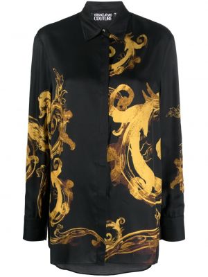 Satīna džinsa krekls ar apdruku Versace Jeans Couture