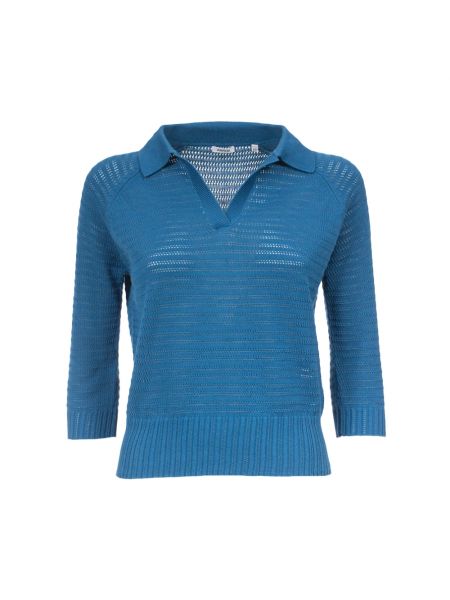 Sweter z dekoltem w serek Aspesi niebieski