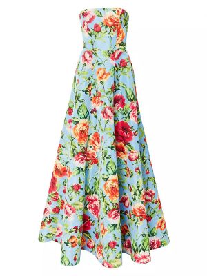 Платье в цветочек с принтом Carolina Herrera синее