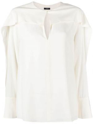 Копринена блуза с драперии от креп Joseph бяло