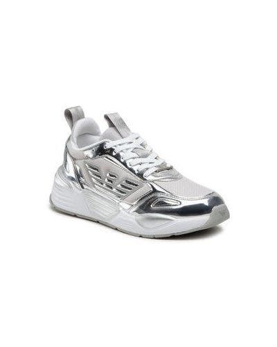 Sneakerși Ea7 Emporio Armani argintiu