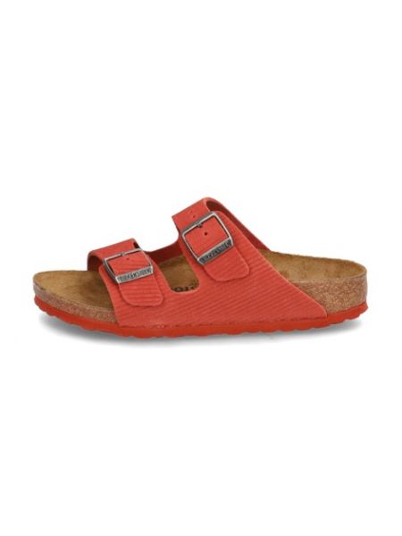 Manšestrové pantofle Birkenstock červené