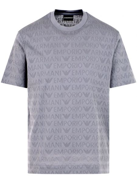 Žakárové bavlněné tričko Emporio Armani šedé