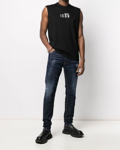 Camiseta sin mangas con estampado Dsquared2 negro