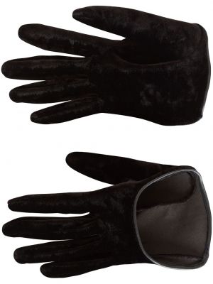 Žametne rokavice iz rebrastega žameta Balmain črna