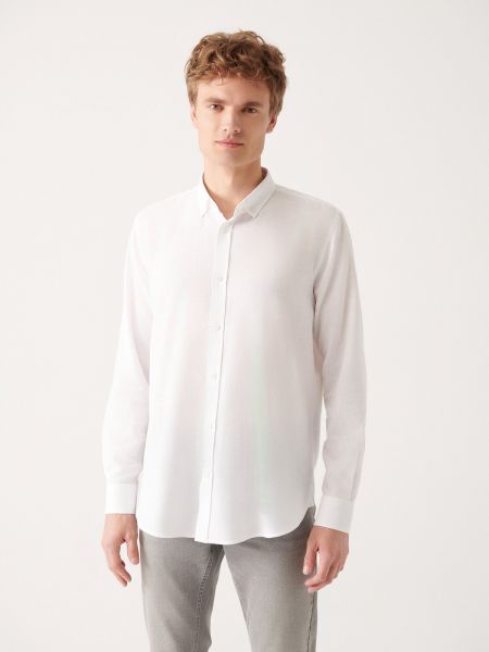 Памучна риза Avva бяло