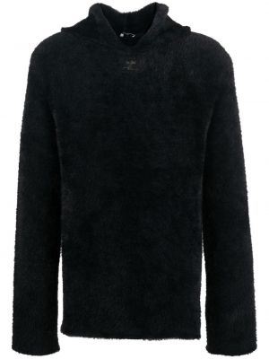Mikina s kapucí s kožíškem Courrèges černá