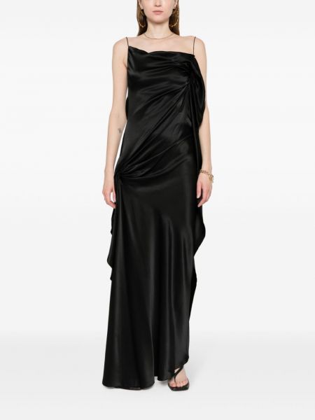 Drapiruotas šilkinis vakarinė suknelė Christopher Esber juoda
