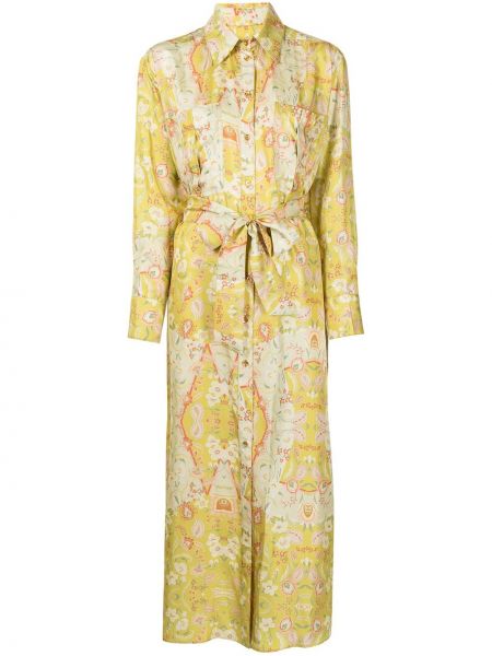 Vestido camisero de flores Manning Cartell amarillo