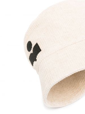Haftowany kapelusz sztruksowy Isabel Marant biały