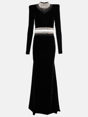 Křišťálové dlouhé šaty Miss Sohee černé
