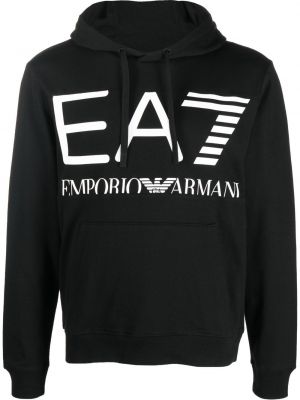 Trykt hettegenser Ea7 Emporio Armani hvit