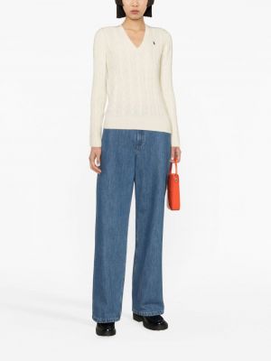 Pullover mit stickerei mit v-ausschnitt Polo Ralph Lauren weiß