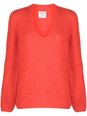 Pleten pulover z v-izrezom Forte_forte rdeča