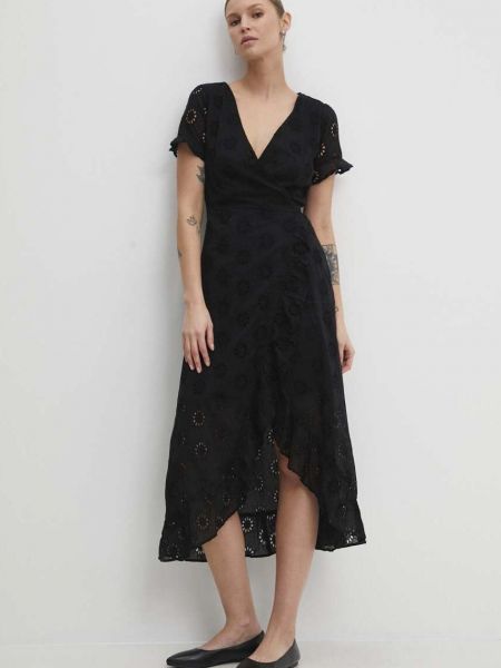 Памучна рокля Answear Lab черно