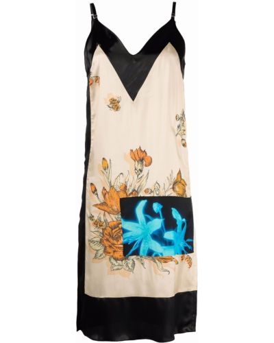 Sukienka z wiskozy w kwiatki z dekoltem w serek Kwaidan Editions - сzarny