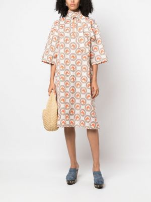 Žakárové bavlněné šaty s potiskem Gucci oranžové