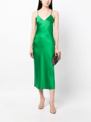 Hedvábné midi šaty s perlami Gilda & Pearl zelené
