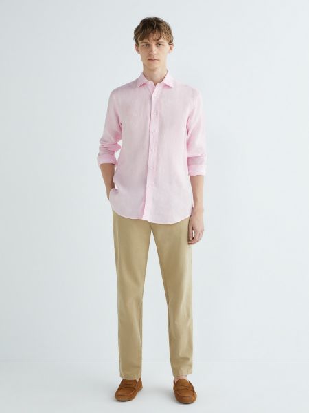 Camisa de lino manga larga Mirto rosa
