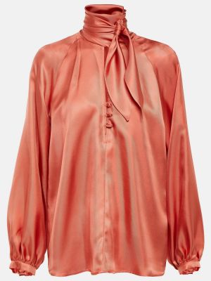 Копринена блуза Max Mara розово