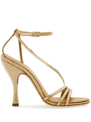 Krištáľové kožené sandále Ferragamo hnedá