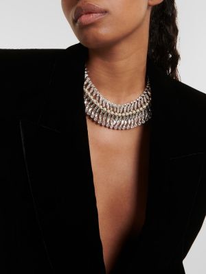 Naszyjnik z perełkami z kryształkami Saint Laurent srebrny