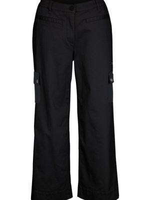 Хлопковые брюки карго свободного кроя Bpc Bonprix Collection черные